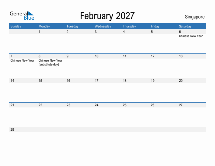 Fillable February 2027 Calendar