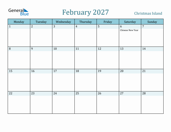 February 2027 Calendar with Holidays