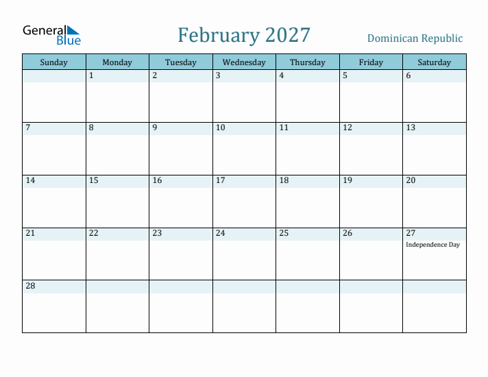 February 2027 Calendar with Holidays