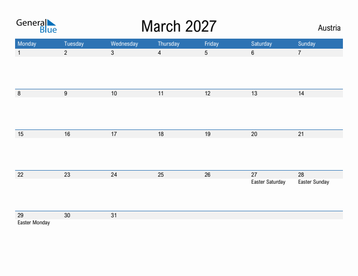 Fillable March 2027 Calendar