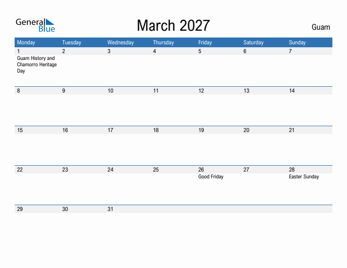 Fillable March 2027 Calendar