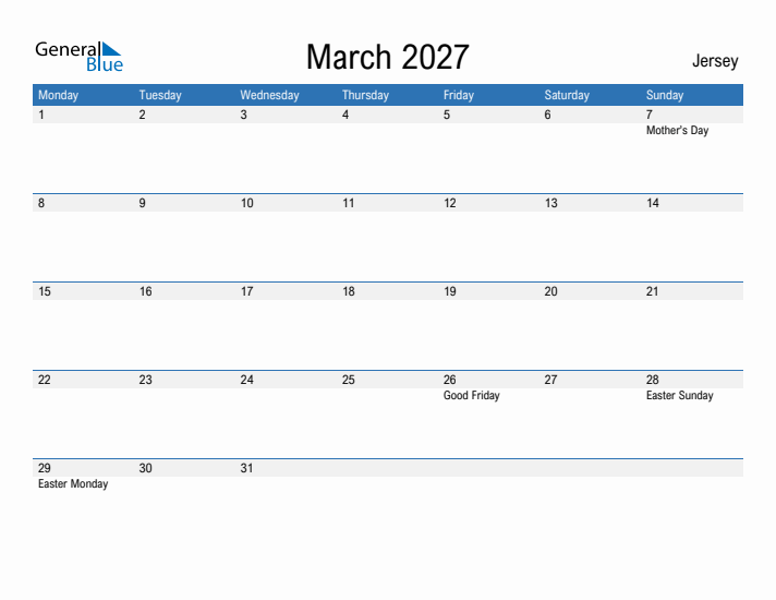 Fillable March 2027 Calendar