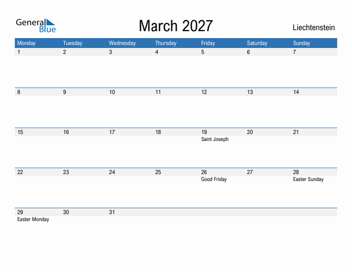 Fillable March 2027 Calendar