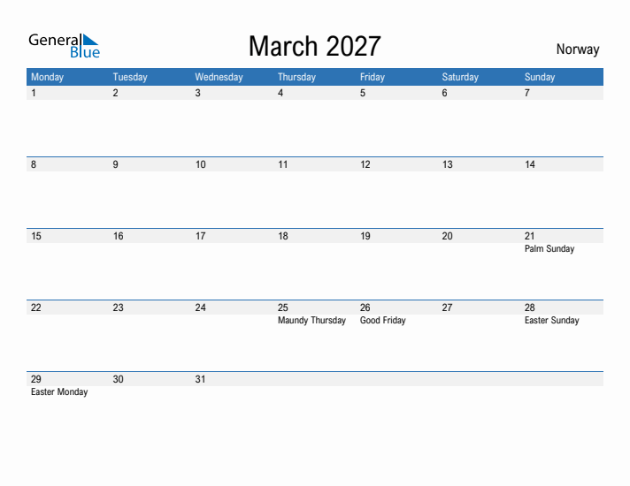 Fillable March 2027 Calendar