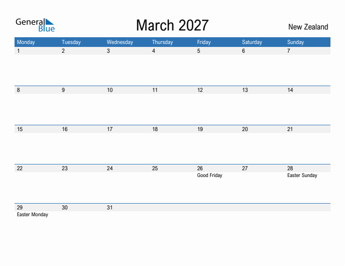 Fillable March 2027 Calendar