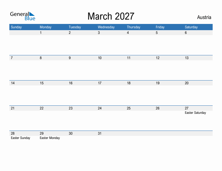 Fillable March 2027 Calendar