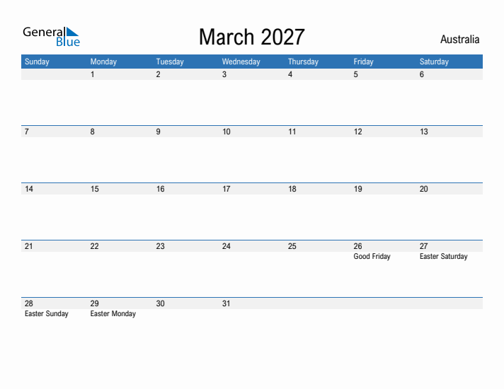 Fillable March 2027 Calendar