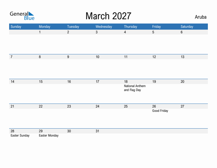 Fillable March 2027 Calendar