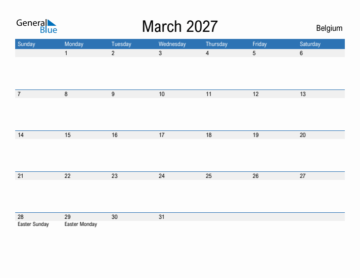 Fillable March 2027 Calendar