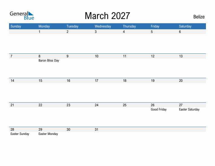 Fillable March 2027 Calendar