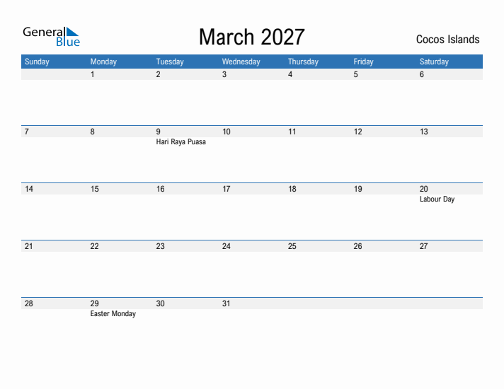 Fillable March 2027 Calendar