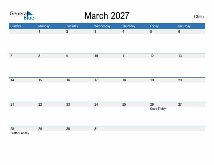 Fillable March 2027 Calendar