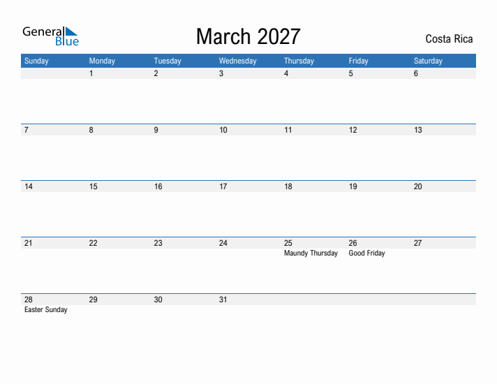 Fillable March 2027 Calendar