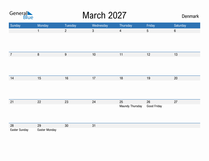 Fillable March 2027 Calendar