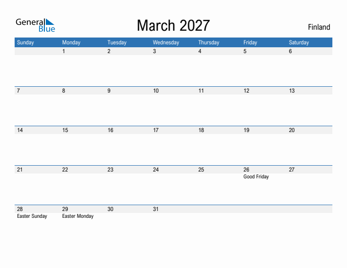 Fillable March 2027 Calendar