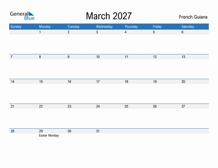 Fillable March 2027 Calendar