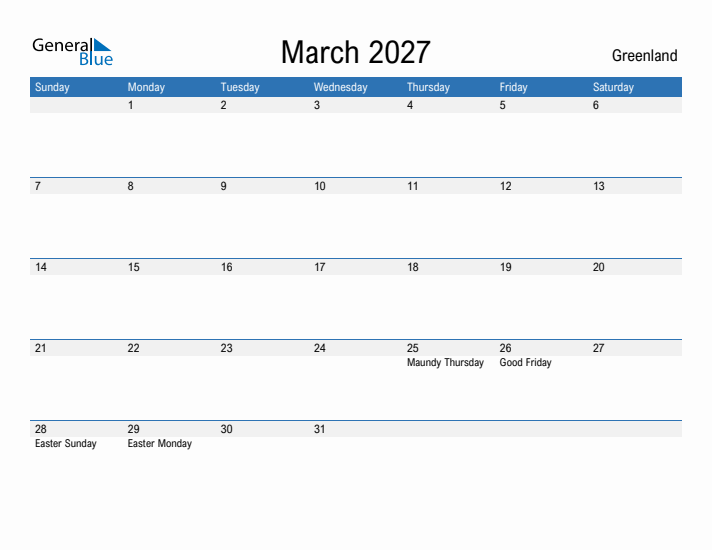 Fillable March 2027 Calendar