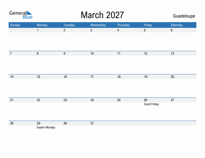 Fillable March 2027 Calendar