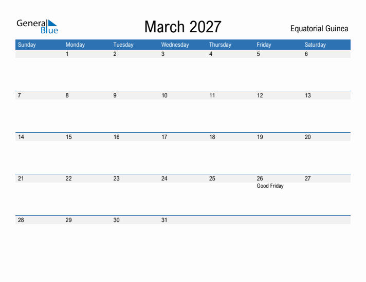 Fillable March 2027 Calendar