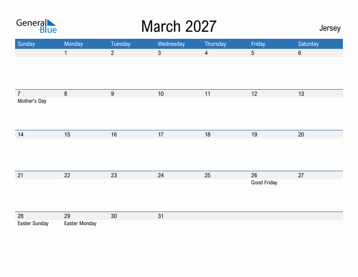 Fillable March 2027 Calendar