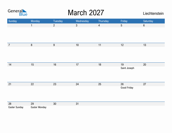 Fillable March 2027 Calendar