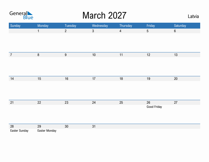 Fillable March 2027 Calendar