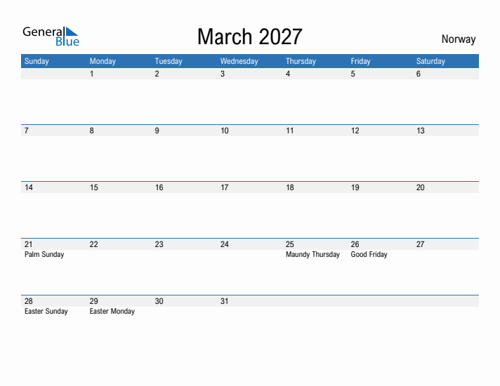 Fillable March 2027 Calendar