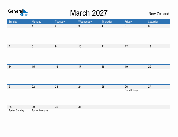 Fillable March 2027 Calendar