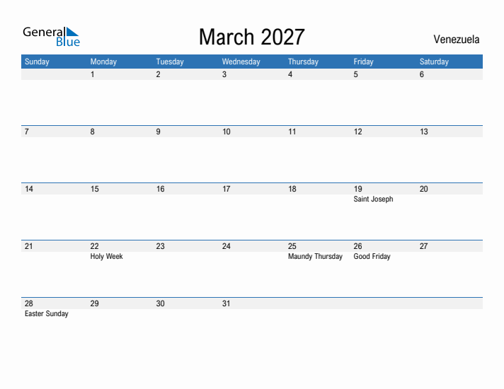 Fillable March 2027 Calendar