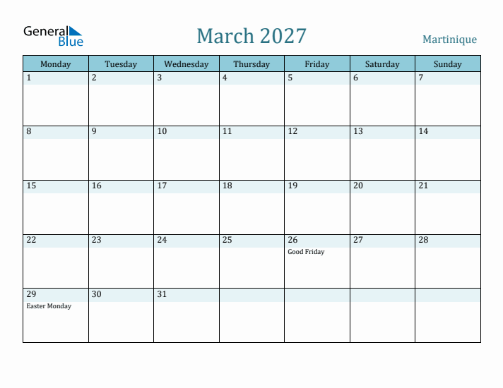 March 2027 Calendar with Holidays