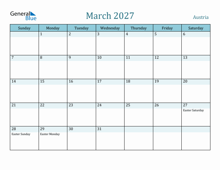 March 2027 Calendar with Holidays