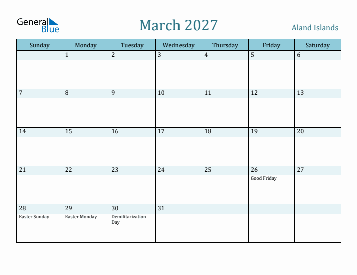 March 2027 Calendar with Holidays