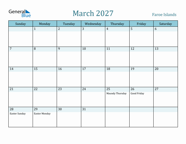 March 2027 Calendar with Holidays