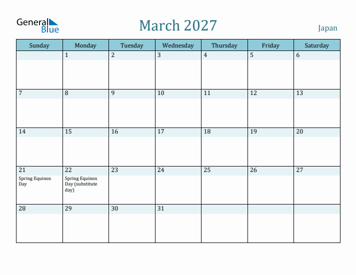 March 2027 Calendar with Holidays