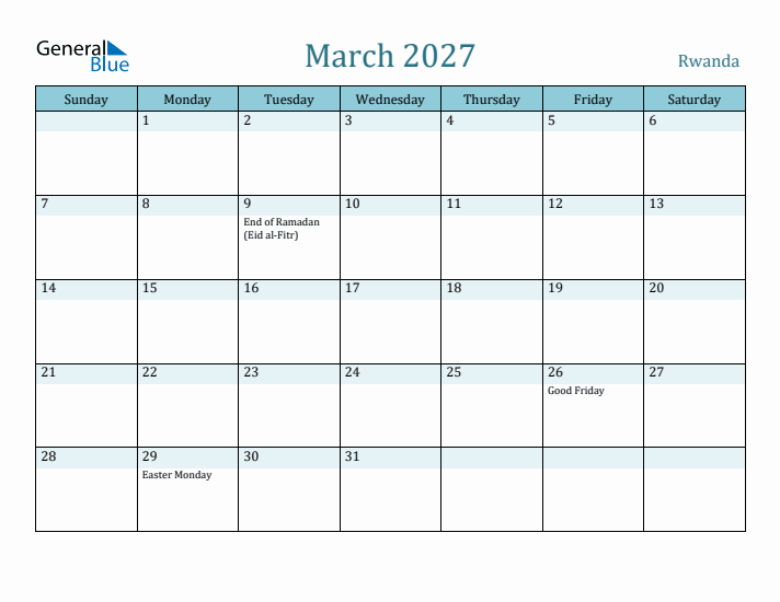 March 2027 Calendar with Holidays