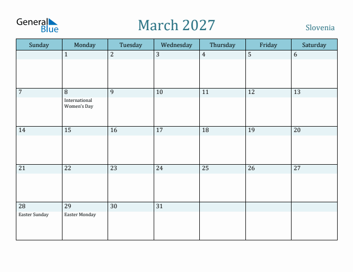 March 2027 Calendar with Holidays