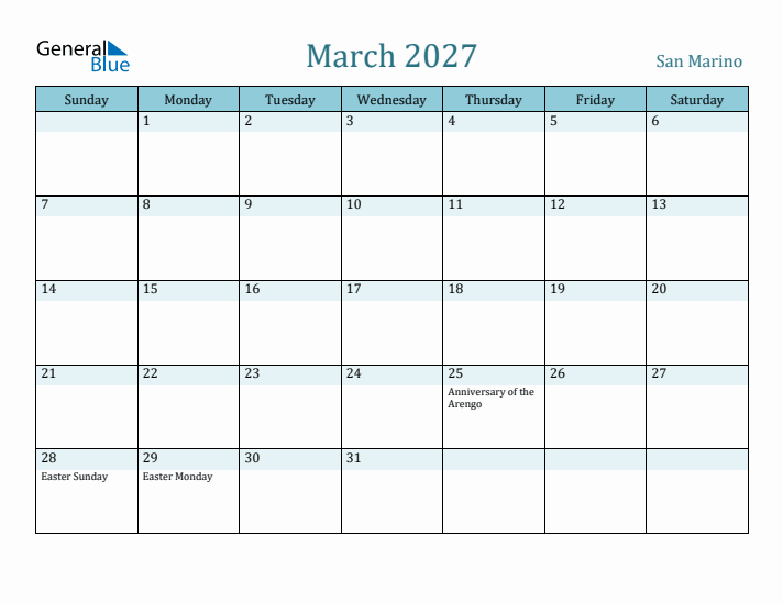 March 2027 Calendar with Holidays