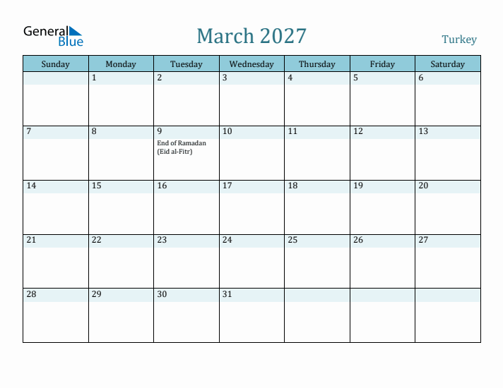 March 2027 Calendar with Holidays