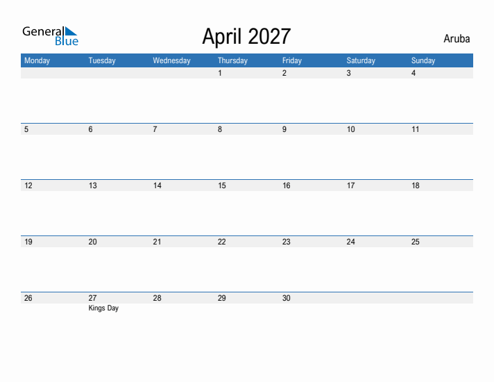 Fillable April 2027 Calendar