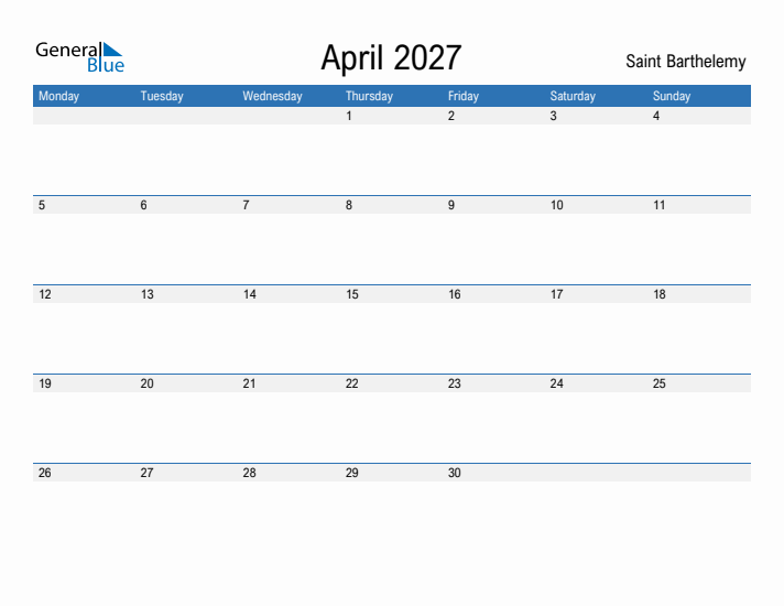 Fillable April 2027 Calendar