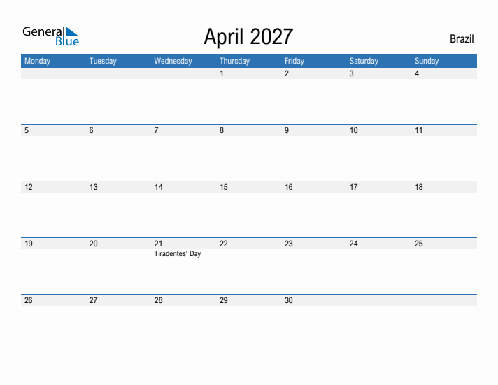 Fillable April 2027 Calendar