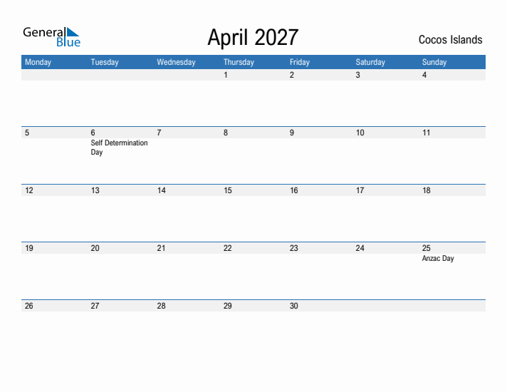 Fillable April 2027 Calendar