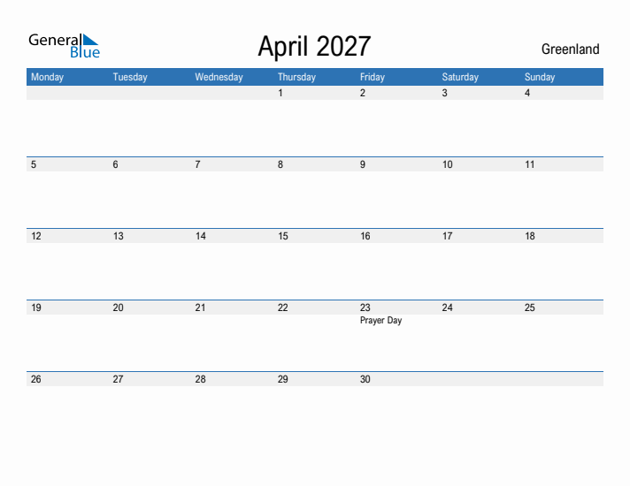 Fillable April 2027 Calendar