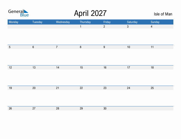 Fillable April 2027 Calendar