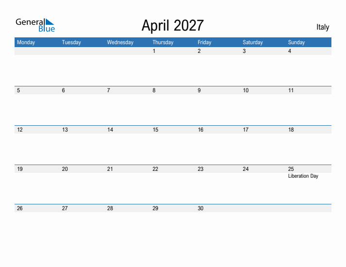 Fillable April 2027 Calendar