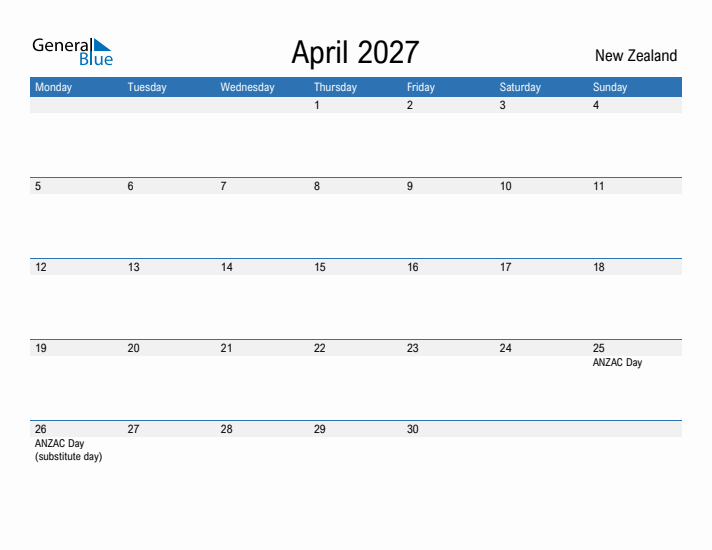 Fillable April 2027 Calendar