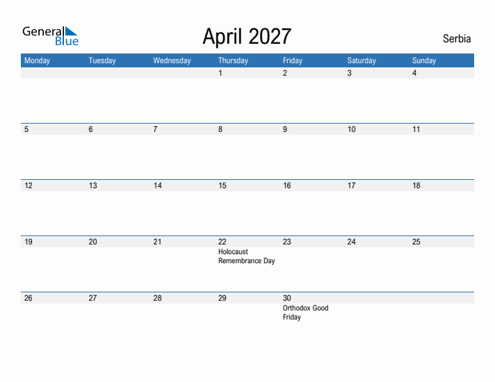 Fillable April 2027 Calendar