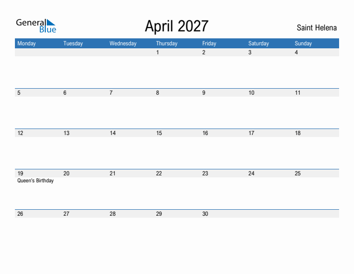 Fillable April 2027 Calendar