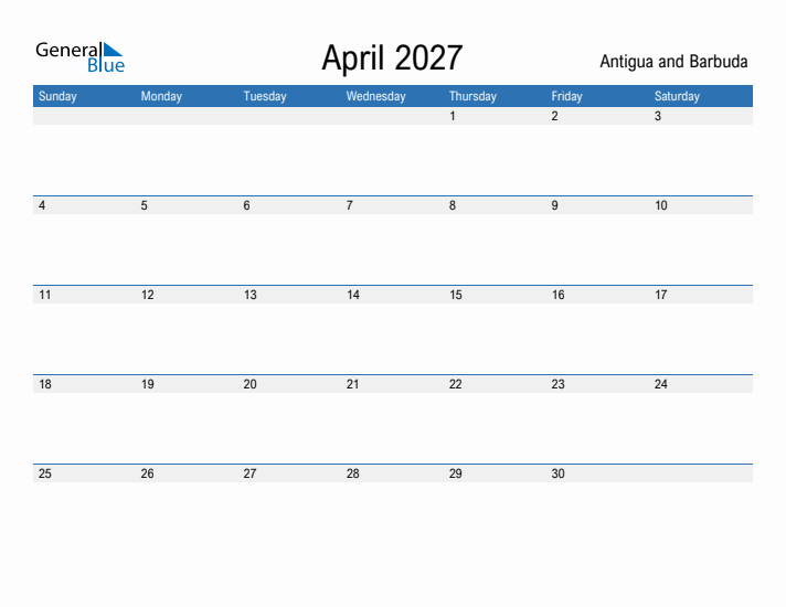 Fillable April 2027 Calendar