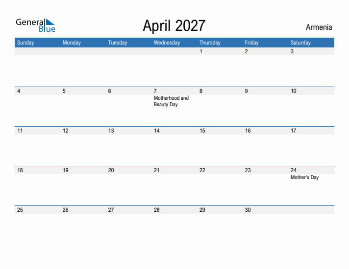 Fillable April 2027 Calendar